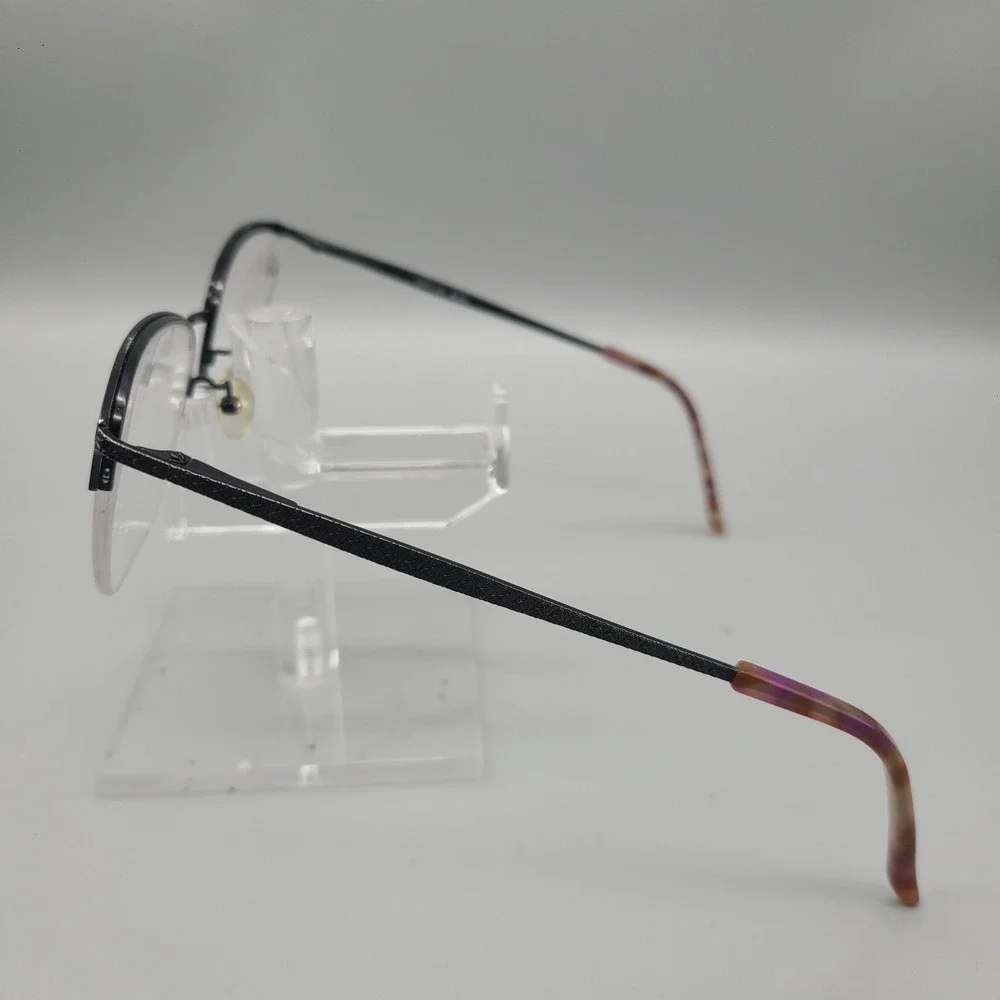 Bulova Remini Eyeglass Frames Black Semi Rimless Cat Eye 53-17-140 Textured